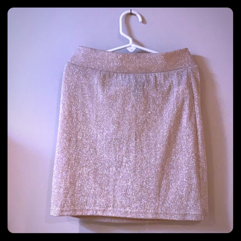 a sparkly light pink skirt